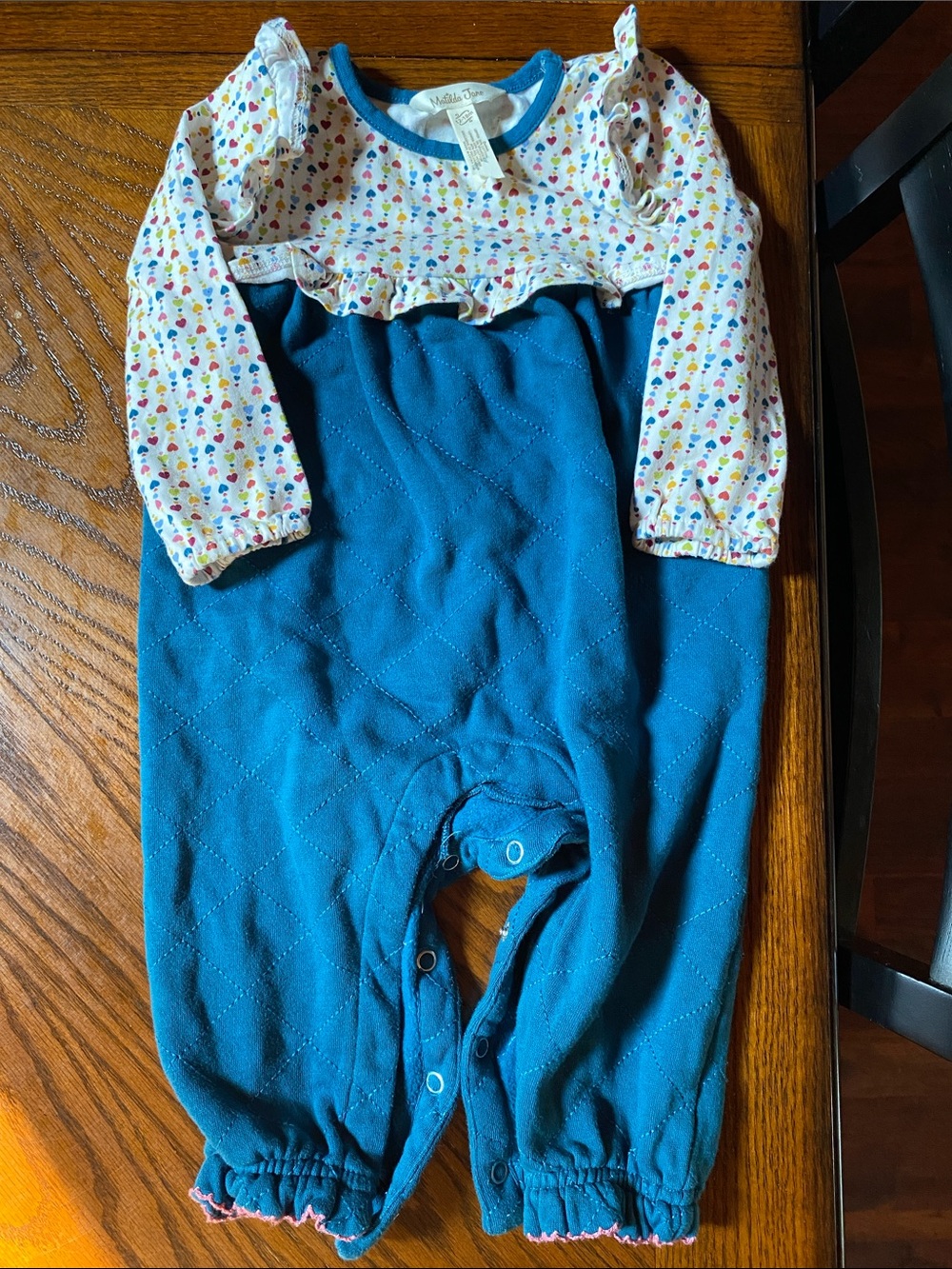 Matilda Jane Teal and Multi-Color Long-Sleeve One-Piece
